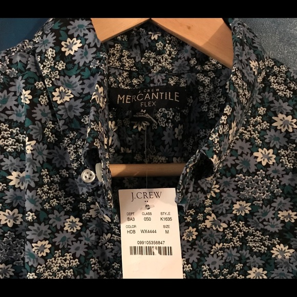 J crew men blue flower print shirt - Picture 4 of 9